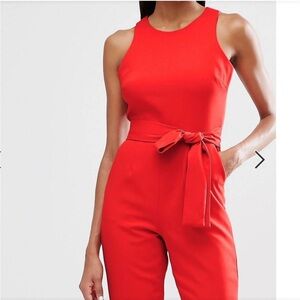 Lavish Alice Vibrant Red Sleeveless Jumpsuit